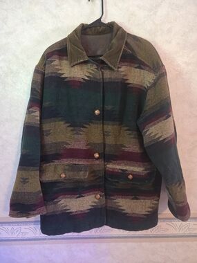 Wool Blend Patterned Jacket Size Large